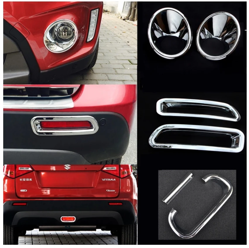 Front Rear Fog Lights Lamps Eyelid Eyebrow Decoration Cover Trim For Suzuki Vitara 2016 2017 2018 2019 2020 Accessories