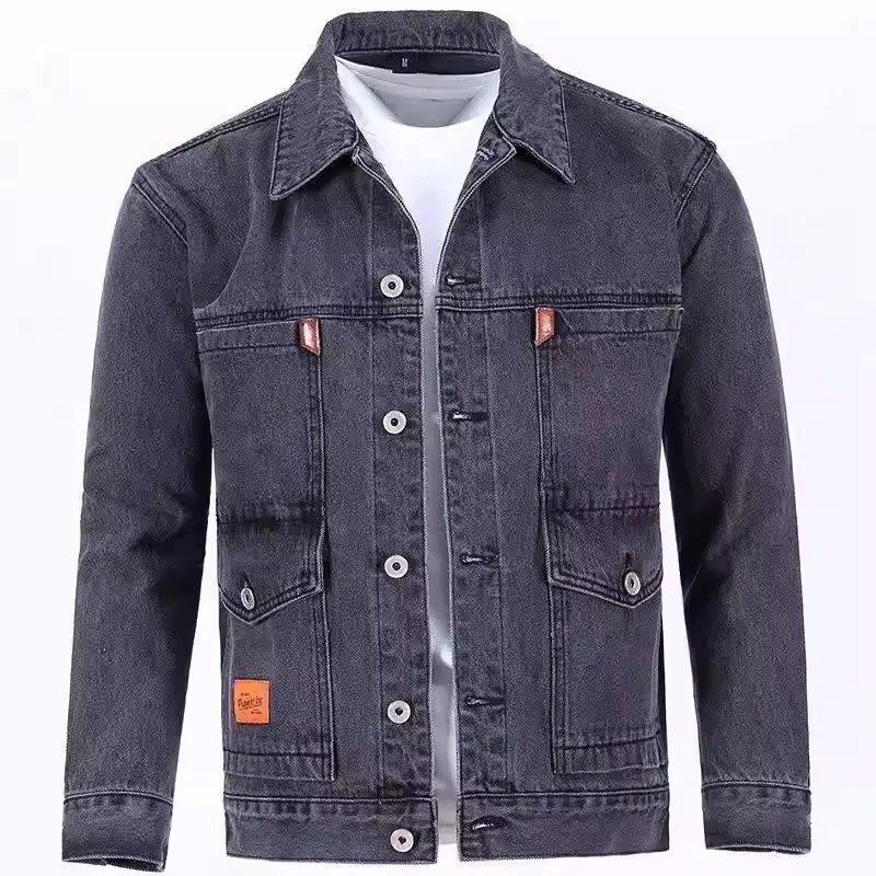 Men's Denim Jacket with Multiple Pockets for Welding Resistant to Heat And Dirt Wear-Resistant Casual Style Spring Autumn Wear