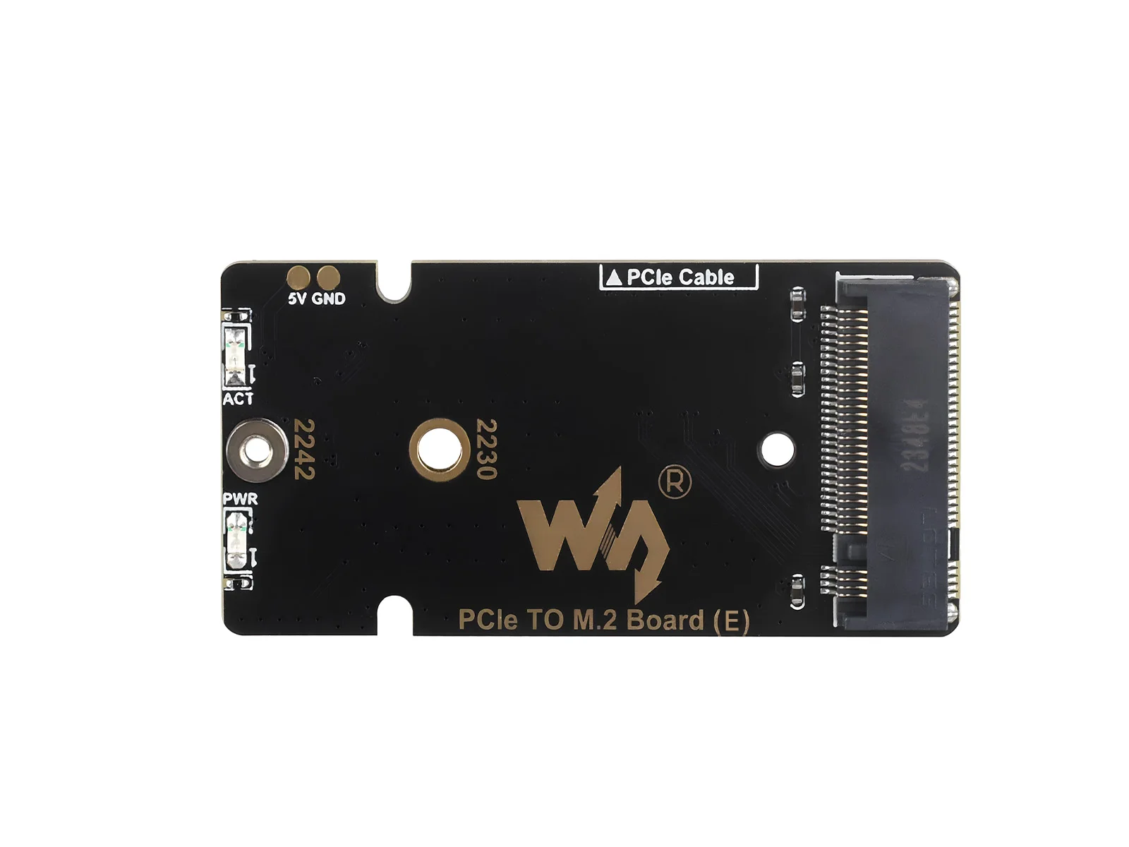 Placa adaptadora PCIe a M.2 (E) Para Raspberry Pi 5, con ventilador de refrigeración, Compatible con protocolo NVMe de tamaño 2242/2230, SSD M.2, alto