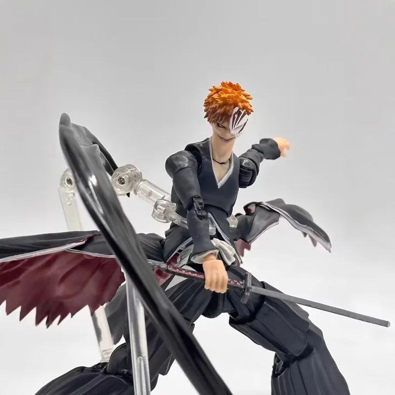 

New Ichigo Kurosaki Action Figure Bleach Anime Articulated Joints Boxed With Replaceable Faces Hands Katana Getsuga Tenshou