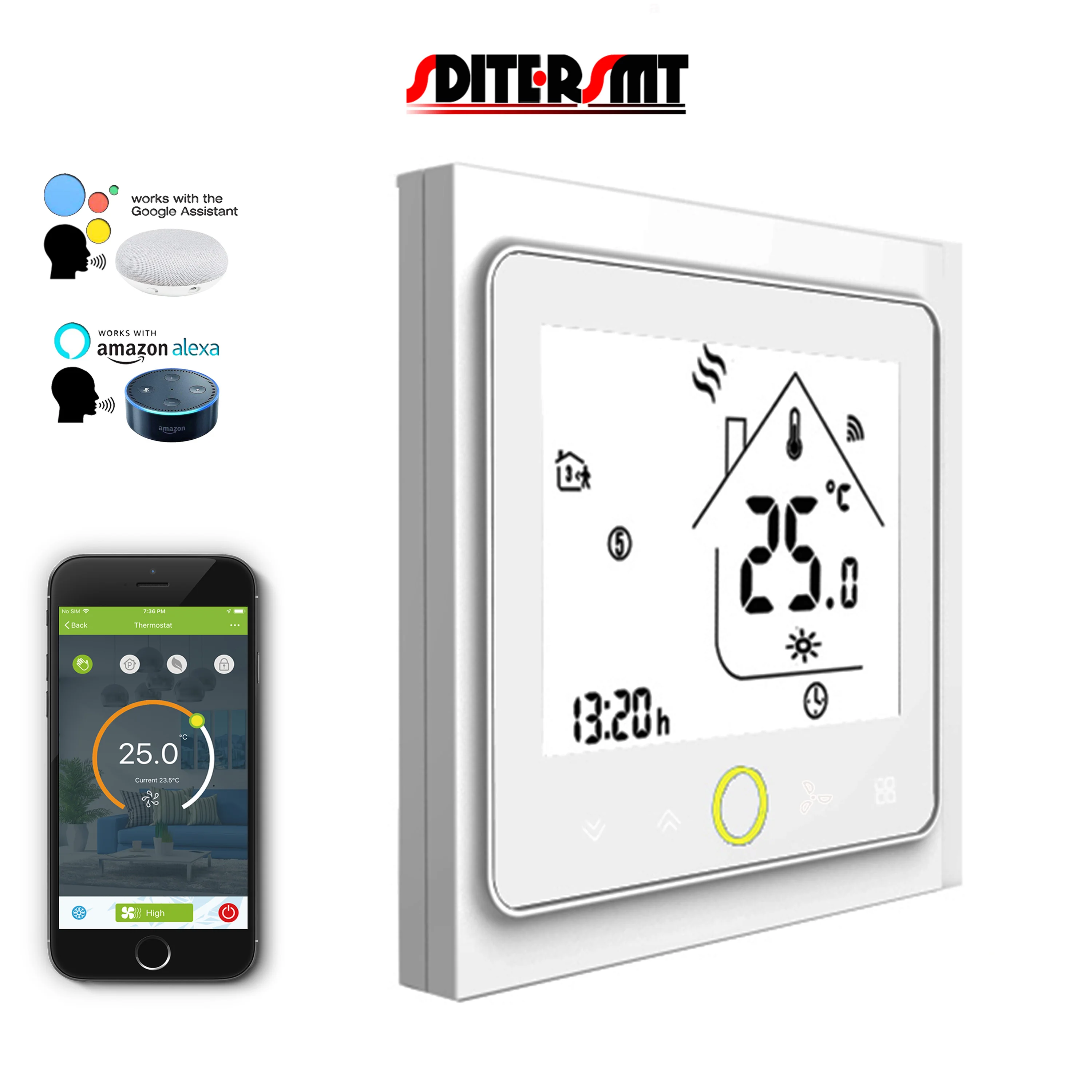 

SDITERSMT Adjustment Mode Thermostat 0-10V for AC Valve Work Fan Coil Cooling Heating By ZigBee/WiFi/RS485