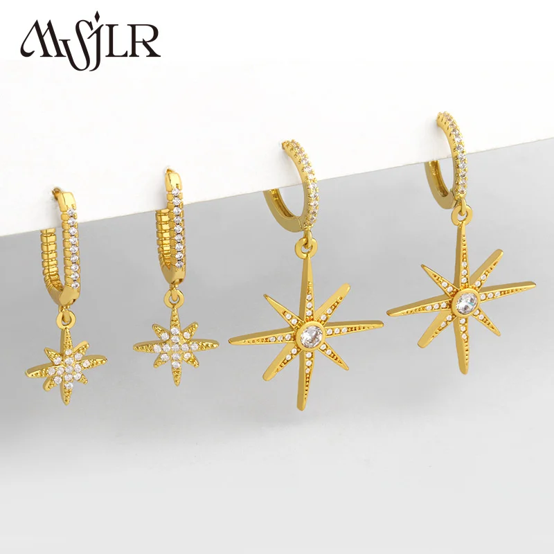 MVE-045  2023 New Sale Earrings Japanese And Korean Popular Temperament Diamond Eight Mans Star Earrings Women Jewelry