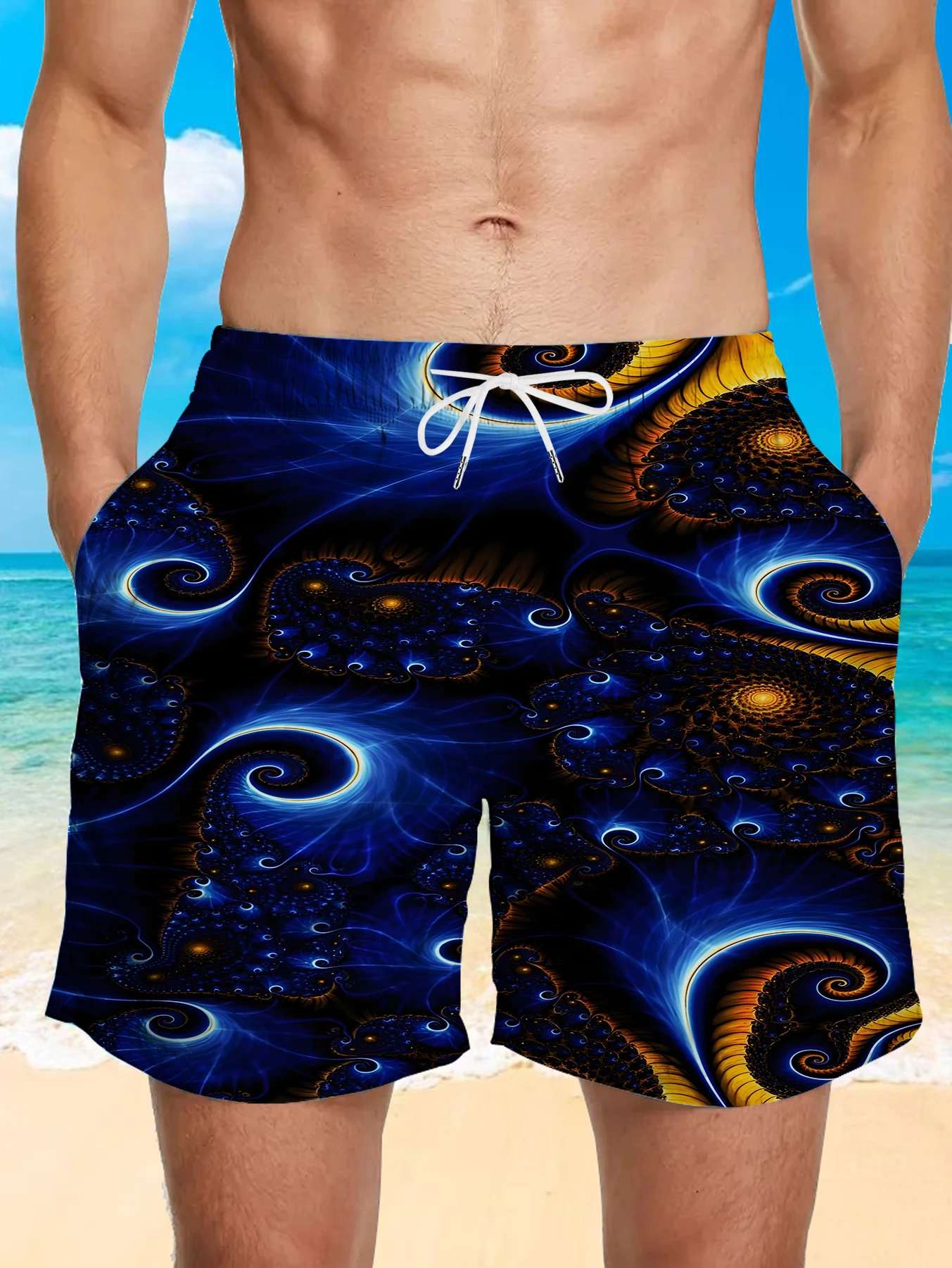 

Abstract Full Print Beach Shorts Men Digital Printed Quick Dry Polyester Bottoms