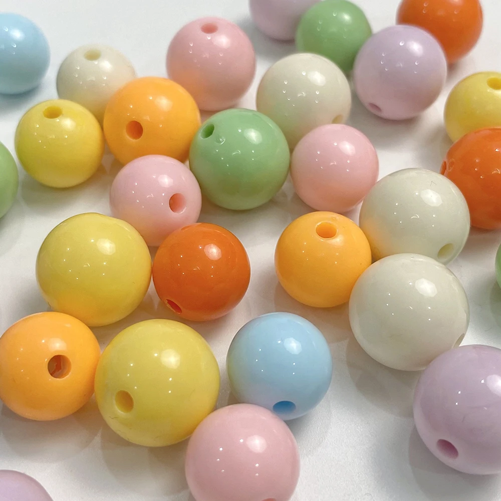 Acrylic Beads 14mm 16mm Candy Color Smooth Round Beads To Needlework Handmade Necklace Bracelet Crafts For DIY Jewelry Making