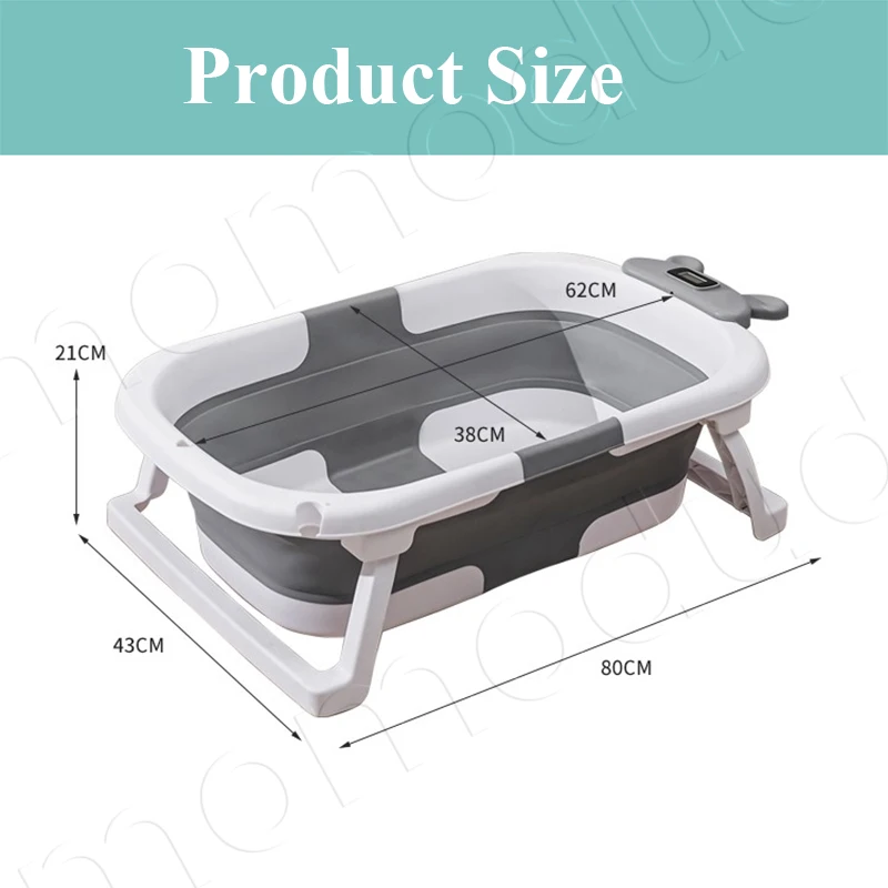 1PC Foldable Silicone Baby Bath Bathtub with Temperature Non-Slip Foot Bath Bucket Folding Bathroom With Temperature Sensing