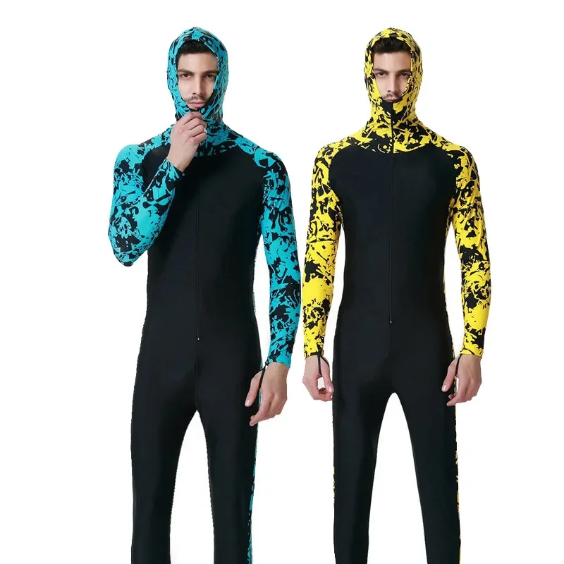 SBART-Hooded One Piece Wetsuit for Men Full Body, Sun Protection Clothing, Jellyfish Submersible Snorkeling Diving Suit Wet Suit