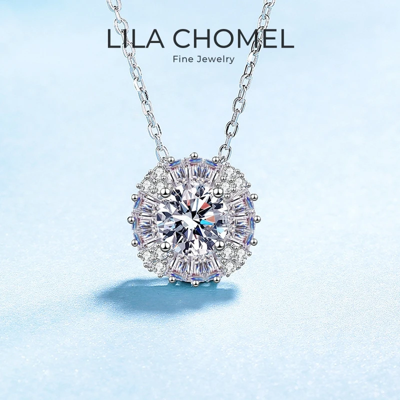 Women Valentine's Day 18K White Gold Wedding Necklaces 1CT Moissanite Diamond Girl Friend Birthday Gift PT950 Engagement Pendant