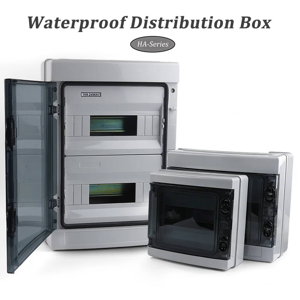 HA Series ABS Plastic 4-24Way Junction Box IP65 Waterproof PV AC/DC Electrical Dustproof Distribution Switch Box Wall-mounted