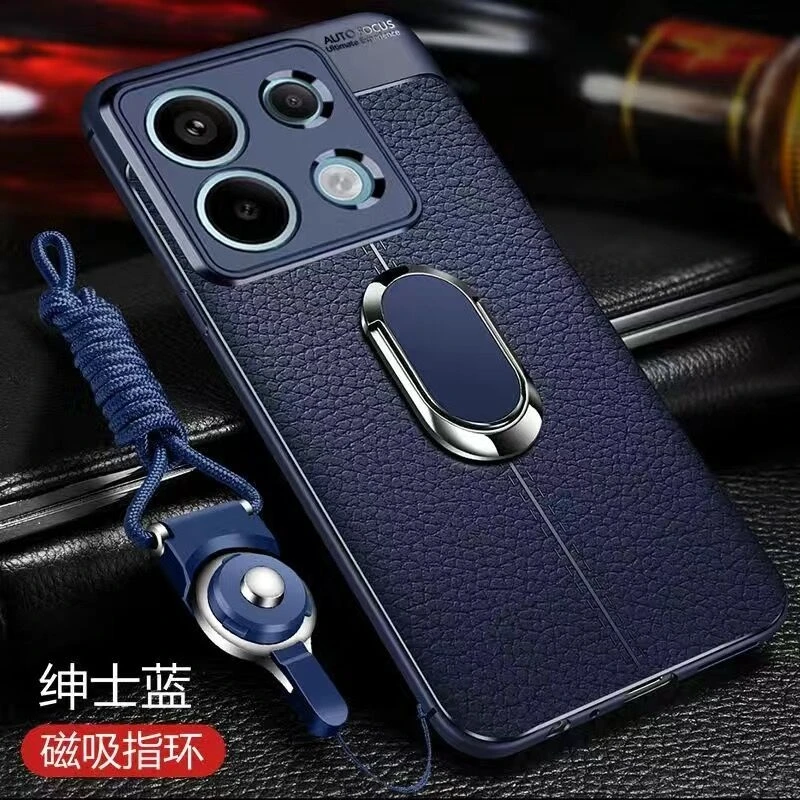 Magnetic Case For POCO M6 Pro 4G Case Holder Ring Phone Cover For Xiaomi POCO M6Pro Redmi Note 13Pro PU Soft Silicone Bumper