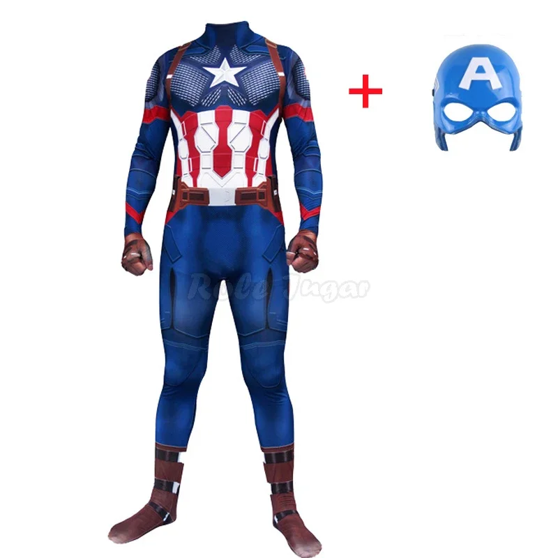 New Marvel Avengers Captain America Cosplay Jumpsuit Cosplay Costume Superhero Adult Kids Halloween Carnival Party Show Bodysuit