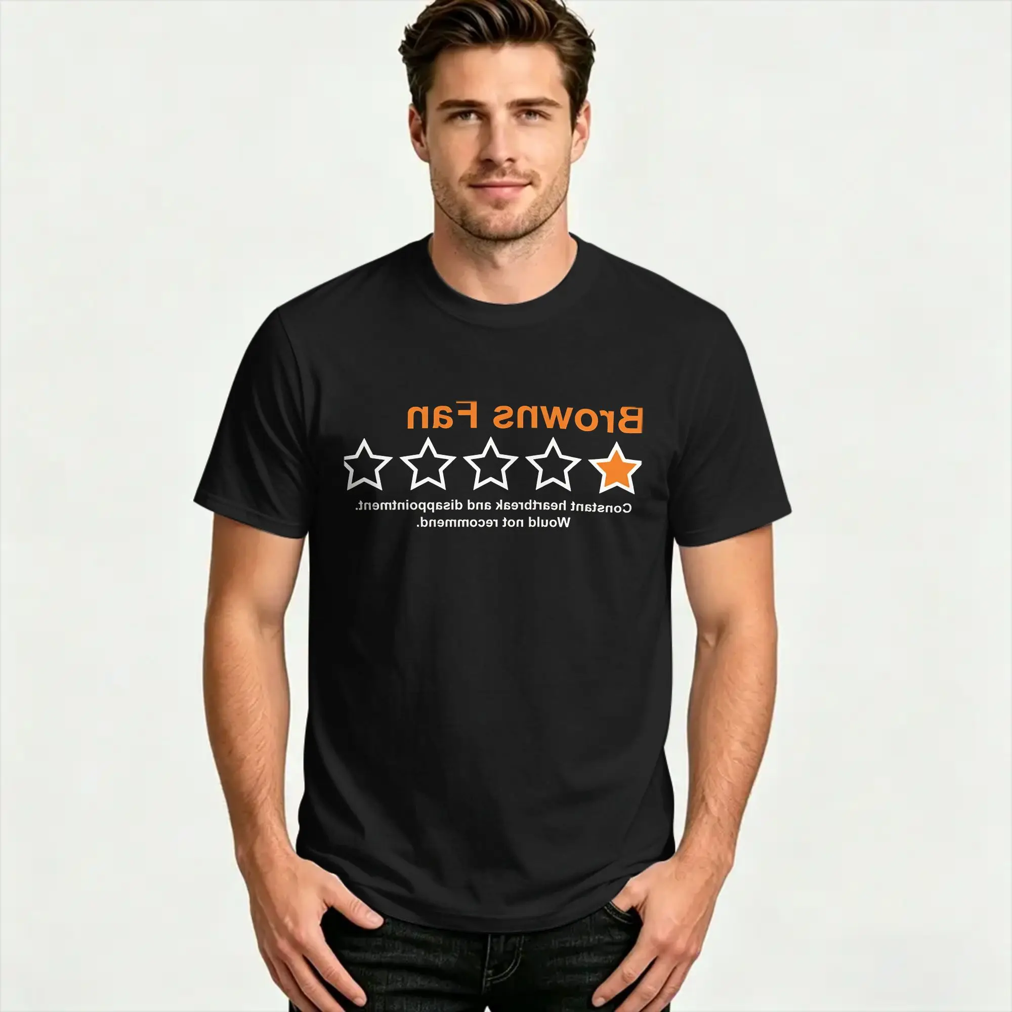 Browns Fan One Star Rating  for Men Women T Shirts  Funny Tees Short Sleeve Round Collar T-Shirts Cotton Gift Idea Clothing