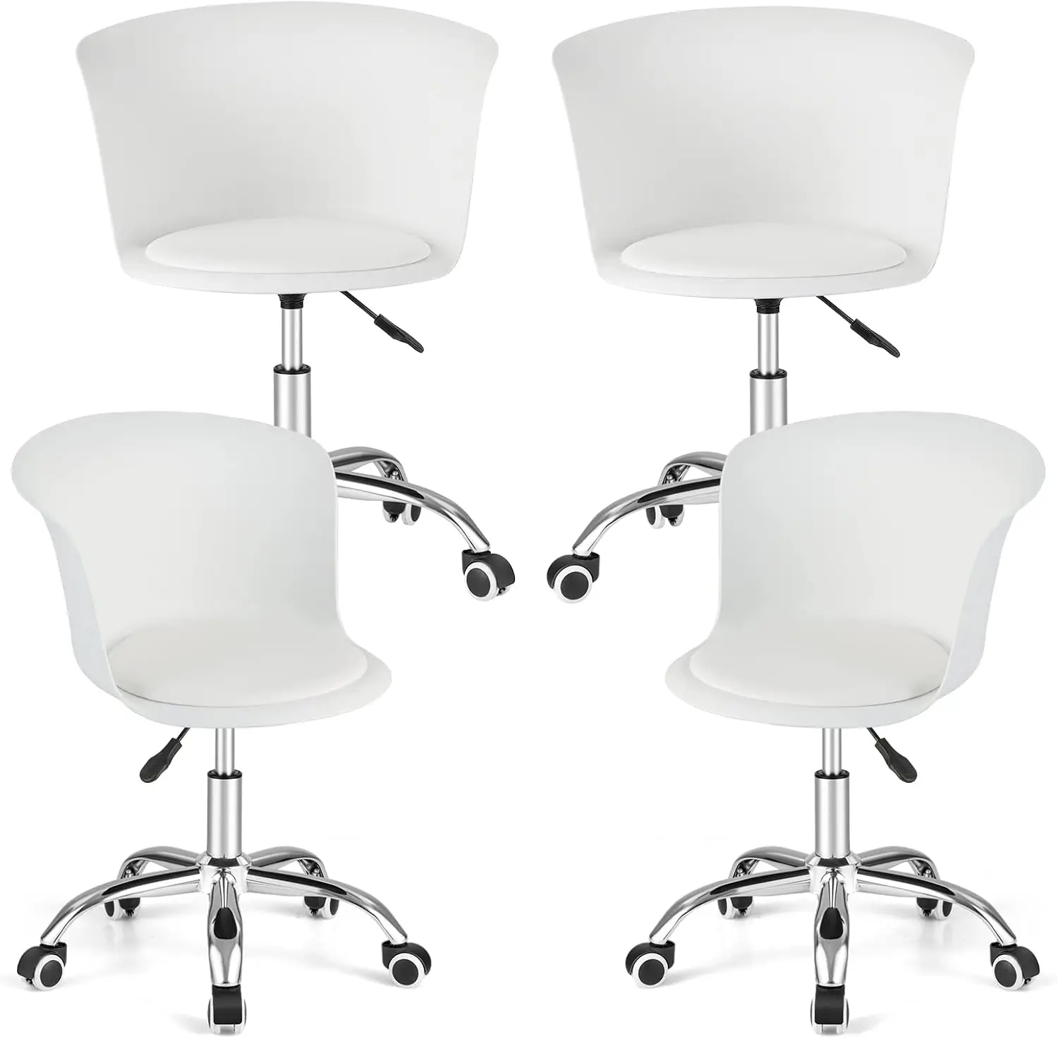 

Home Office Desk Chair Set Of 4, Arml Plastic Swivel Rolling Task Chair W/Soft Pu Leather Cushion & Universal Casters, Modern