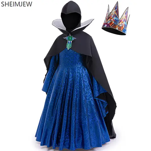 Ny Halloween Prinsessa Ond Drottning Barn Cosplay Kostym Med Krona Gotisk Maskeradklänning Flickor Karneval Festklänning 2025 6 best sales ond drottning kostym - №2
