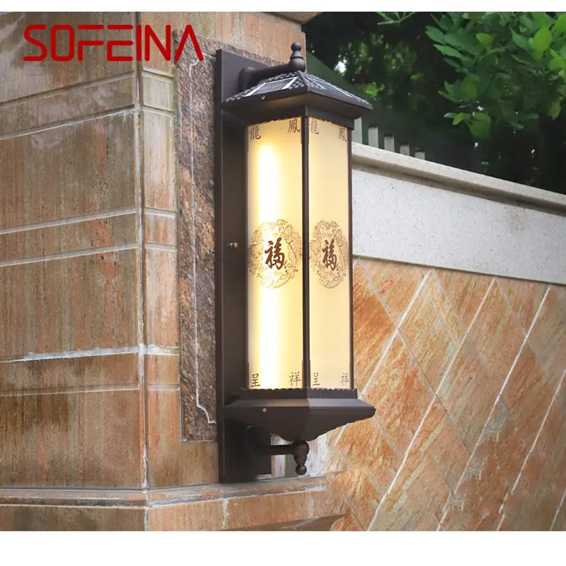 SOFEINA-lámpara Solar de pared para exteriores, candelabro chino, luz LED impermeable IP65 para casa, Villa, porche y patio