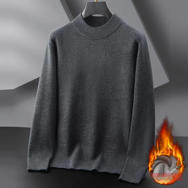 

Men's Fce Lined f High Ne Knitwear Thiened Warm Loose Fit Winter Sweater Casual Sle Comfortable Polyester Blend