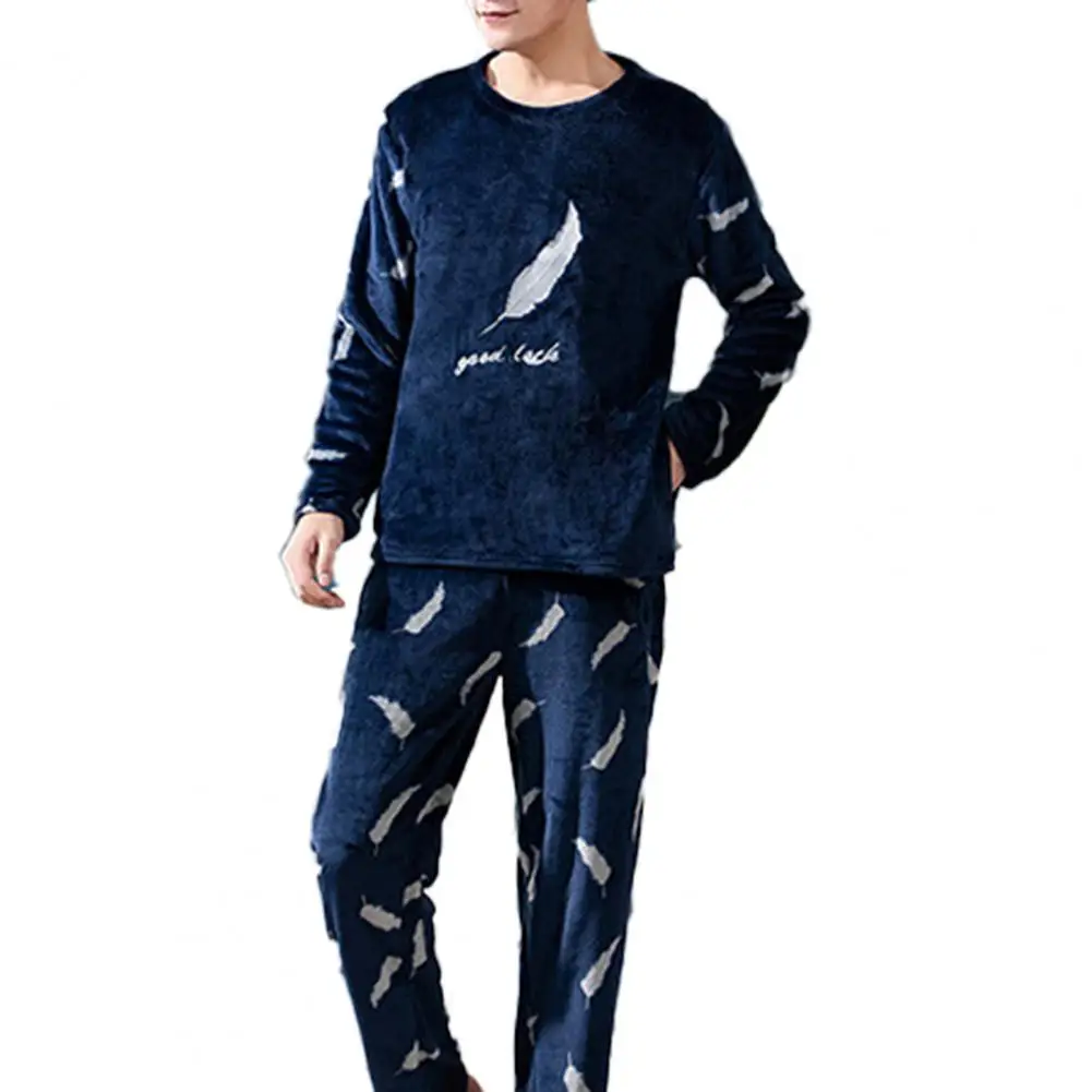 Winter Männer Langarm dicke Samt Nachtwäsche für Männer Koralle niedlichen Cartoon Pyjama Anzug Homewear neue warme Flanell Pyjama Set