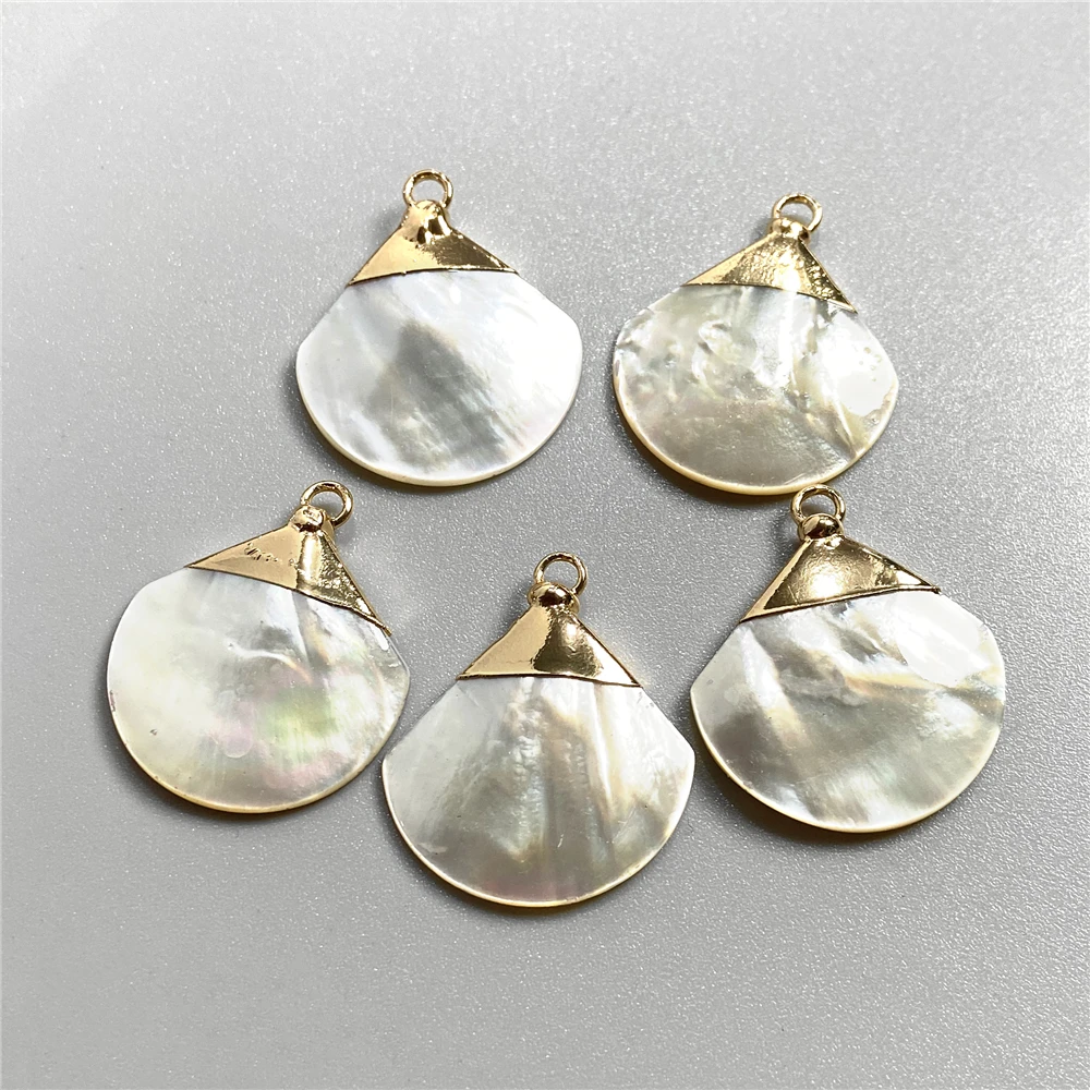 Shiny Mother of Pearl Pendant Natural Shell Drop Water Heart Round Charm Fashion Simple Accessories for Jewelry Making Necklace