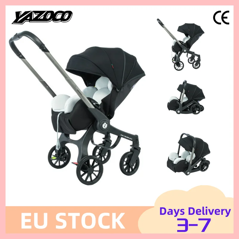 Passeggino da viaggio 4-in-1 con seduta rialzata, passeggino leggero pieghevole con una sola mano