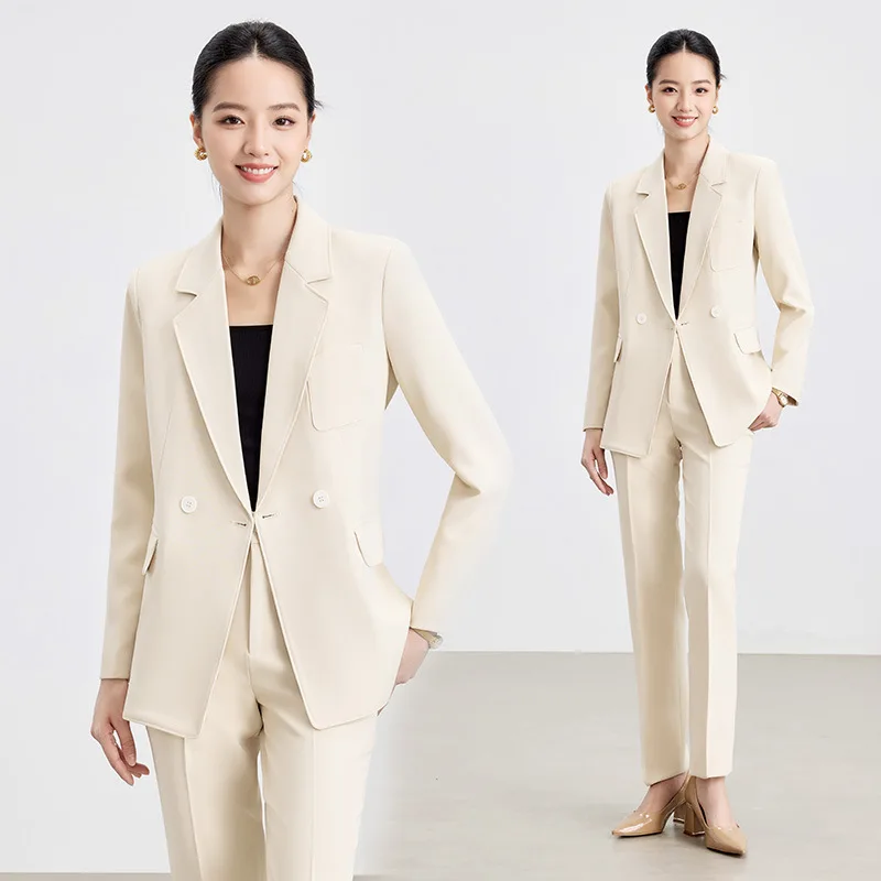 

Женский осенне-зимний костюм премиум-класса, повседневная и деловая одежда для отеля, профессиональный деловой костюм для собеседований, комплект из двух предметов