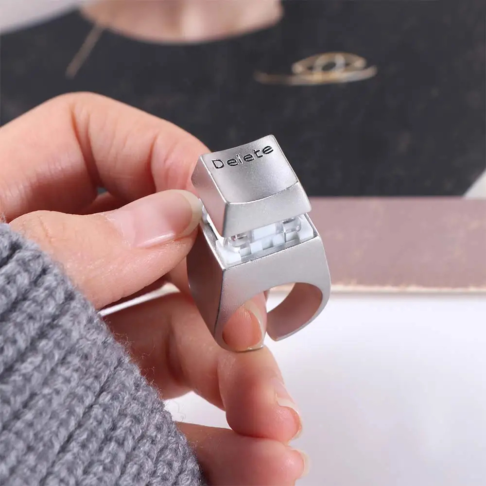 Mechanical Keyboard Delete Keyboard Ring Adjustable Square Opening Delete Ring Metal Bright Fog Keyboard Ring Jewelry Gift