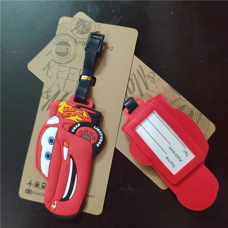 Disney Cars Lightning McQueen Luggage Tag Boys Travel Accessories Cartoon Luggage Label Men Portable Anti-loss Address Name Tag