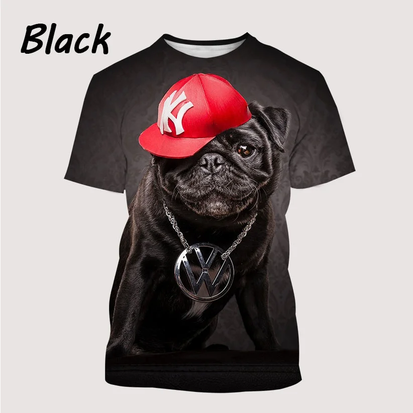 New Men\'s Cool T-Shirt Dog Pug 3D Printed Short-sleeved Shirt Fashionable Casual T Shirts Tops Animal T-Shirt XS~5XL