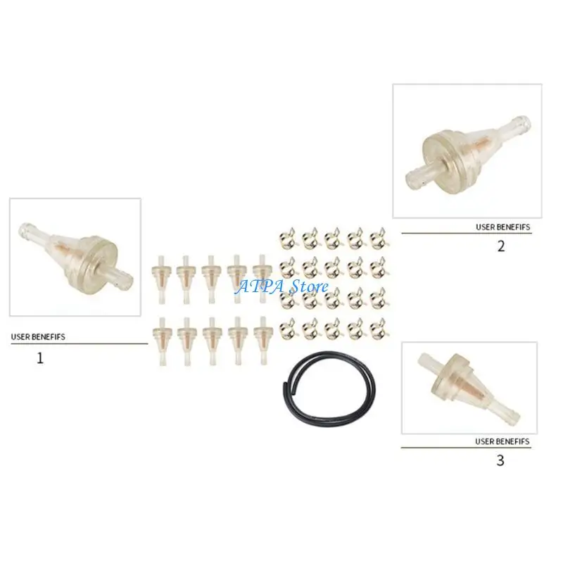 

U13C 1/4" Motorcycle Inline Filter with Copper for Dirt Bike ATV Snowmobile