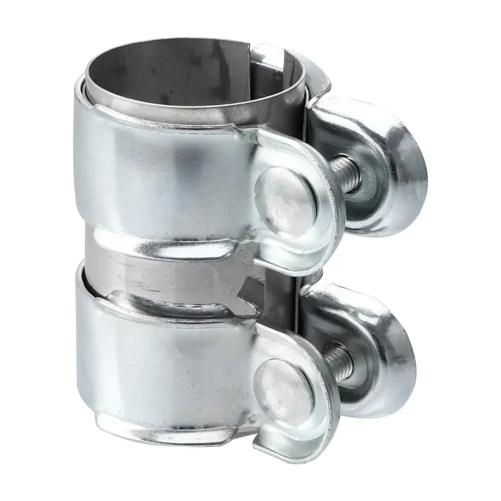 Edelstahl-Auspuffrohrklemme 45mm 50mm 63mm Doppelverbinder Schalldämpferhalterung für Auto Universelles Reparaturzubehör-Set – Detail 6
