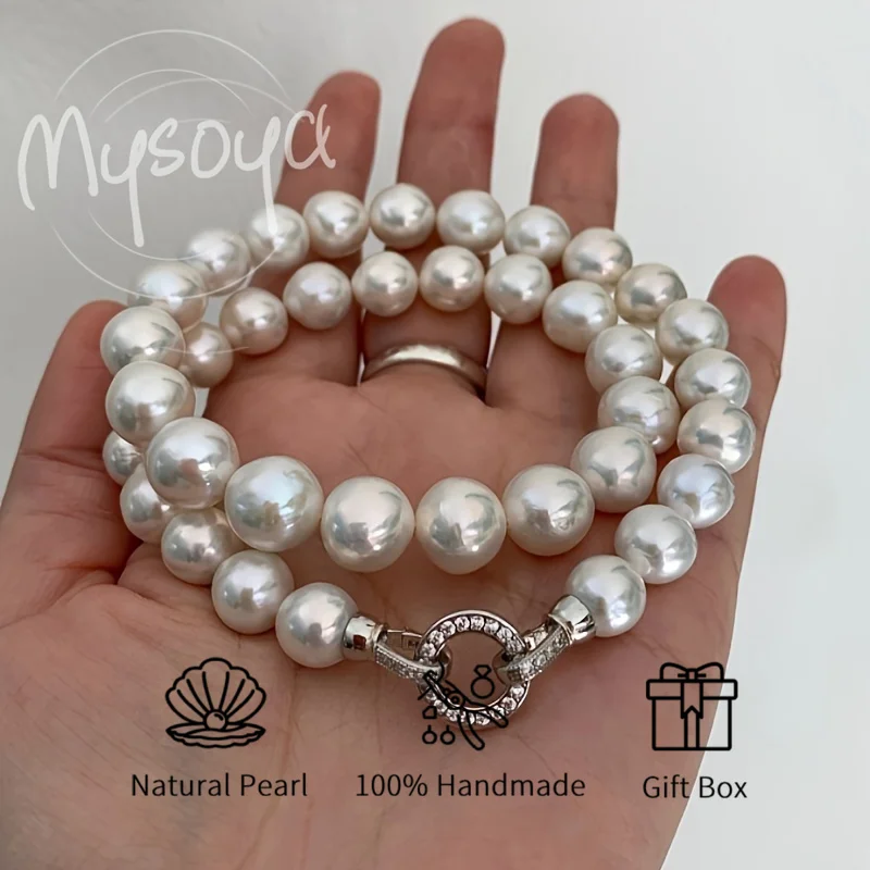

MYSOYA 7-8mm AK Freshwater Pearl Necklace Multiple Sizes With Gift Box Perfect Gift For Wedding Birthday Christmas New Year