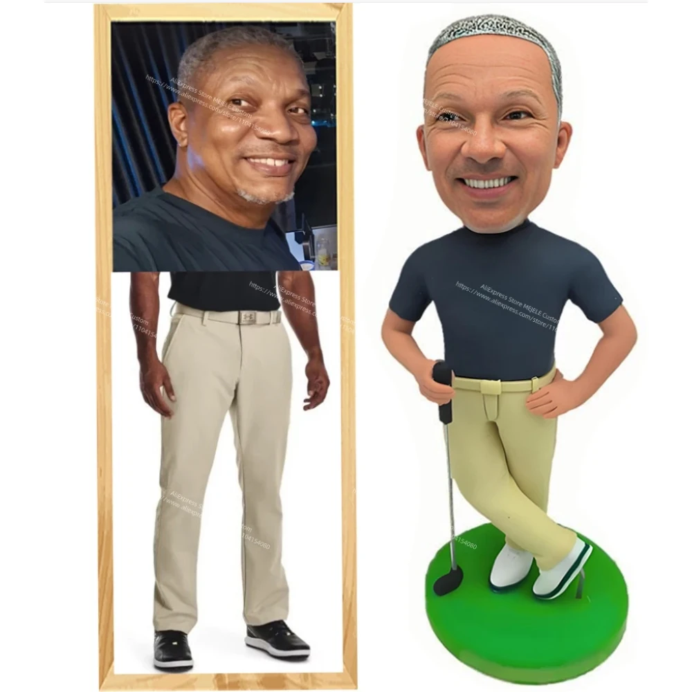 

Personalized Bobblehead Figure,Fully Customized Based on Your Photo,Custom Golf Bobble Head Handmade Sports Sculpture,Home Decor