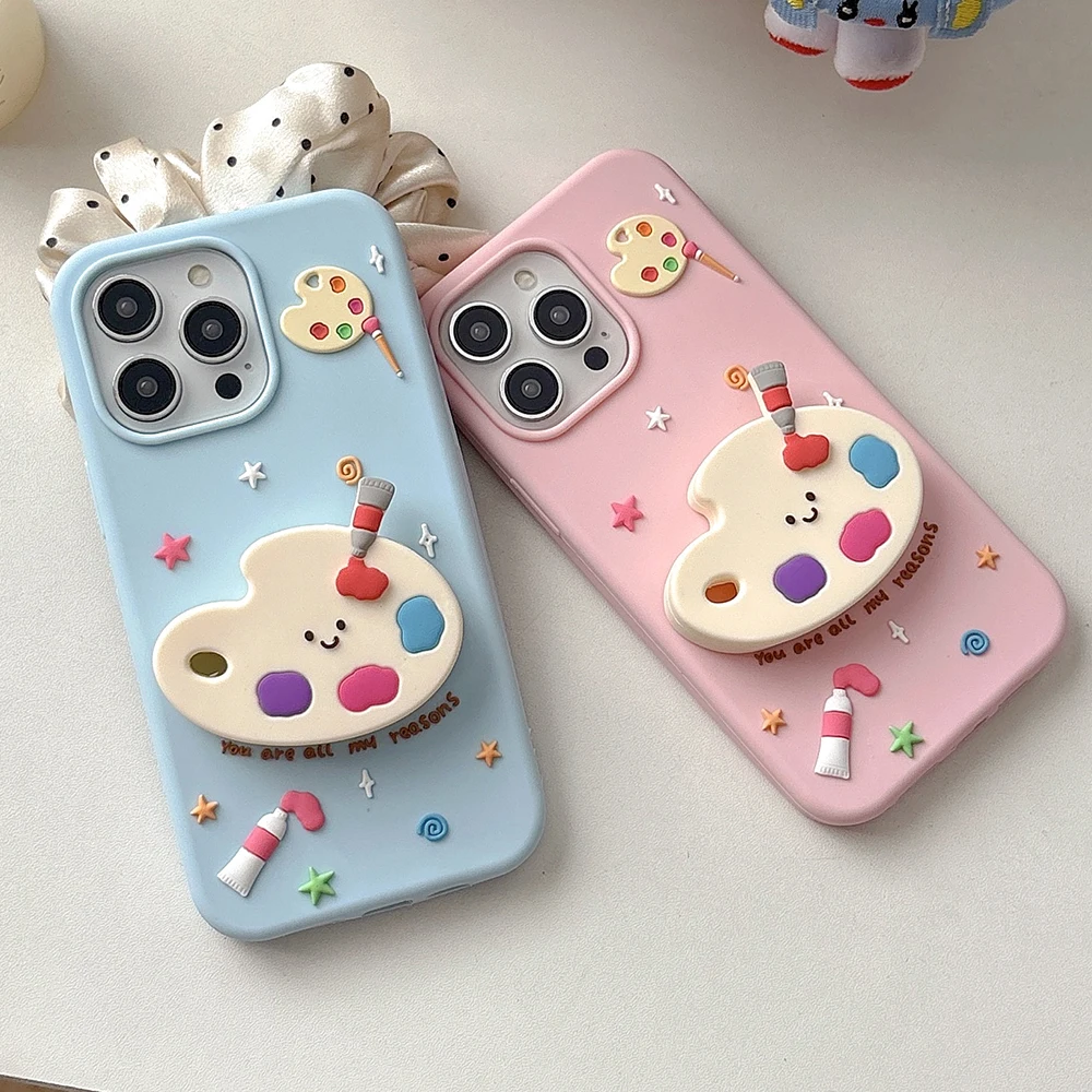 

Cute Creative 3D Colorful Palette Phone Case for IPhone 13 14 15 16 Pro Max 15pro 15Plus Shockproof Silicone Lovely Back Cover