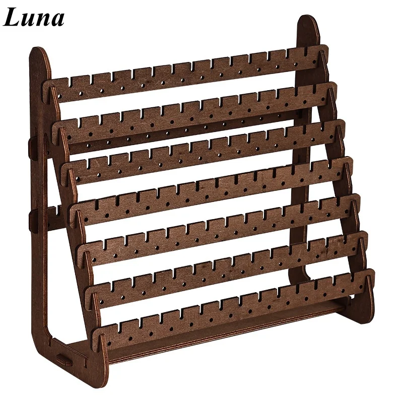 7-Layer Walnut Earring Holder, Large Capacity Display Stand for Stud & Hoop Earrings, Dismantable Jewelry Organizer, Live Stream