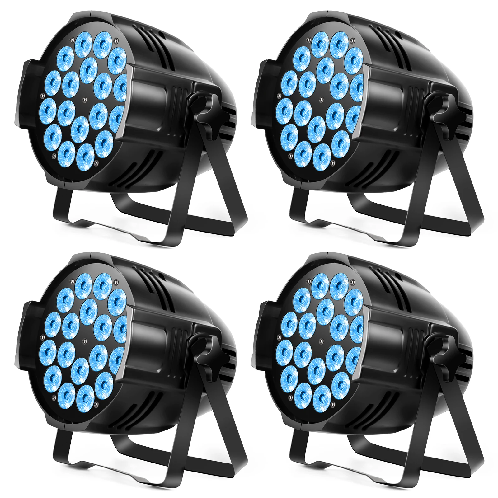 

U'King 4PCS 200W 18 LED Par Light 4in1 18x8W RGBW Stage Light DMX 512 Control 4/8CH Flat Lighting Christmas DJ Party Disco Lamp