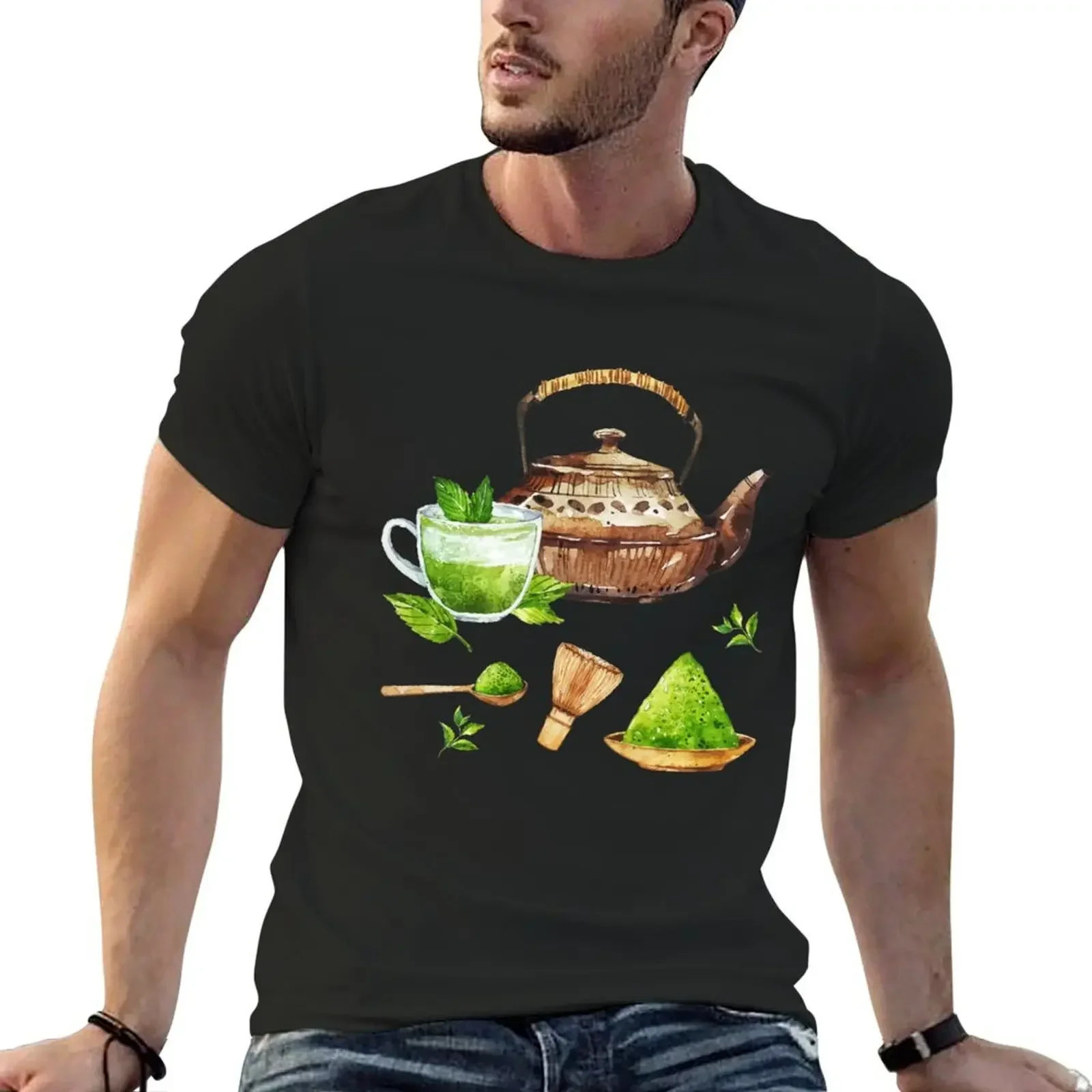 Japanese Matcha Green Tea Ceremony Pack T-Shirt vintage t shirts plus size clothes tops shirts men graphic