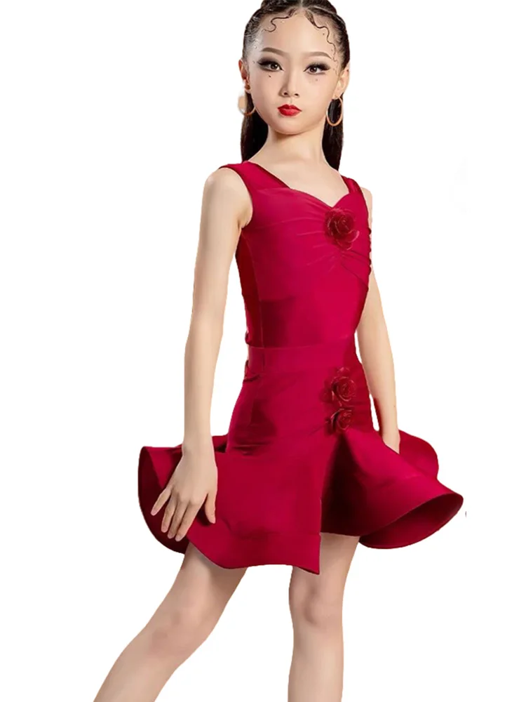 Strój do tańca dla dziewczynki, sukienka do tańca lirycznego, latynoamerykańskiego, kostiumy latynoskie dla dziewczyn, strój do samby, odzież do tańca towarzyskiego, top, spódnica, strój konkursowy.