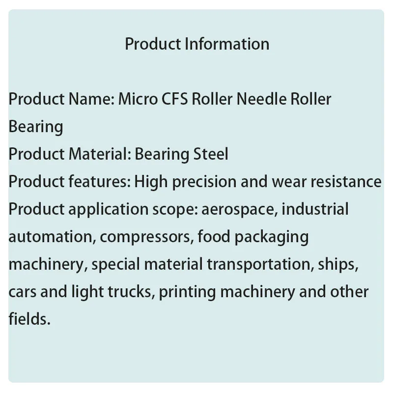Micro Cam Follower Roller Needle Bearing 304/440/Bearing Steel S/CFS2 Sizes 2.5 3 4 5 6 for Precision Engineering Applications