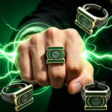 2026 Green Lantern Corps Ring John Stewart Adjustable Open Band Ring Cosplay Props Collection Toy Gift For Fans