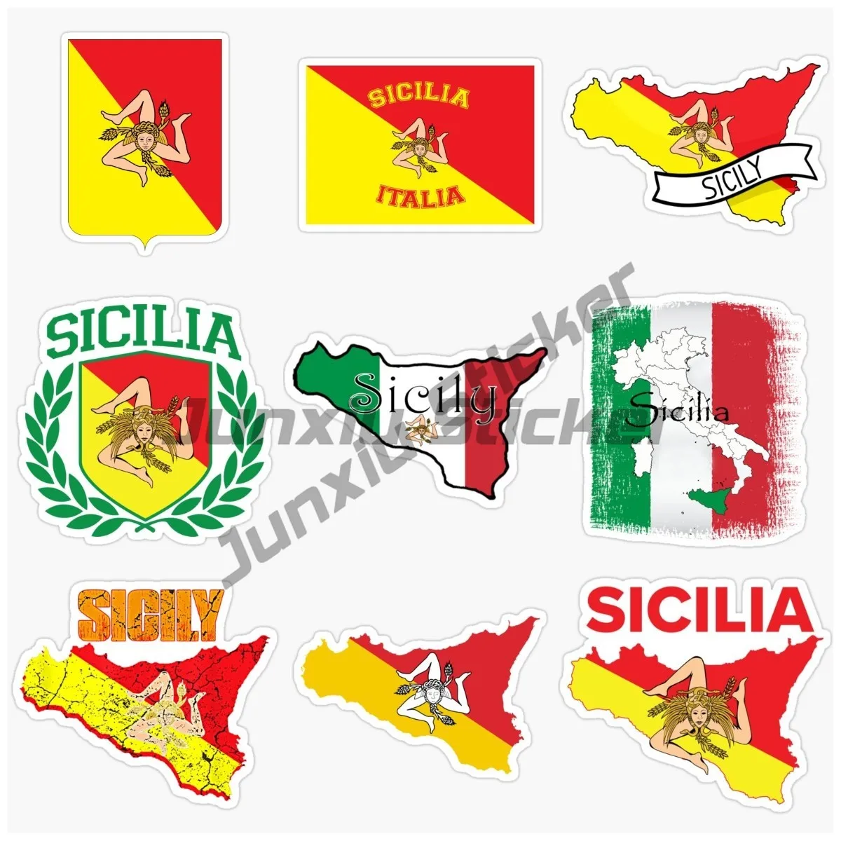 

Sticker Car Moto Map Flag Vinyl Outside Wall Decal Macbbook Sicily Sicilia for Motocross Racing Laptop Helmet Trunk Wall Fridge