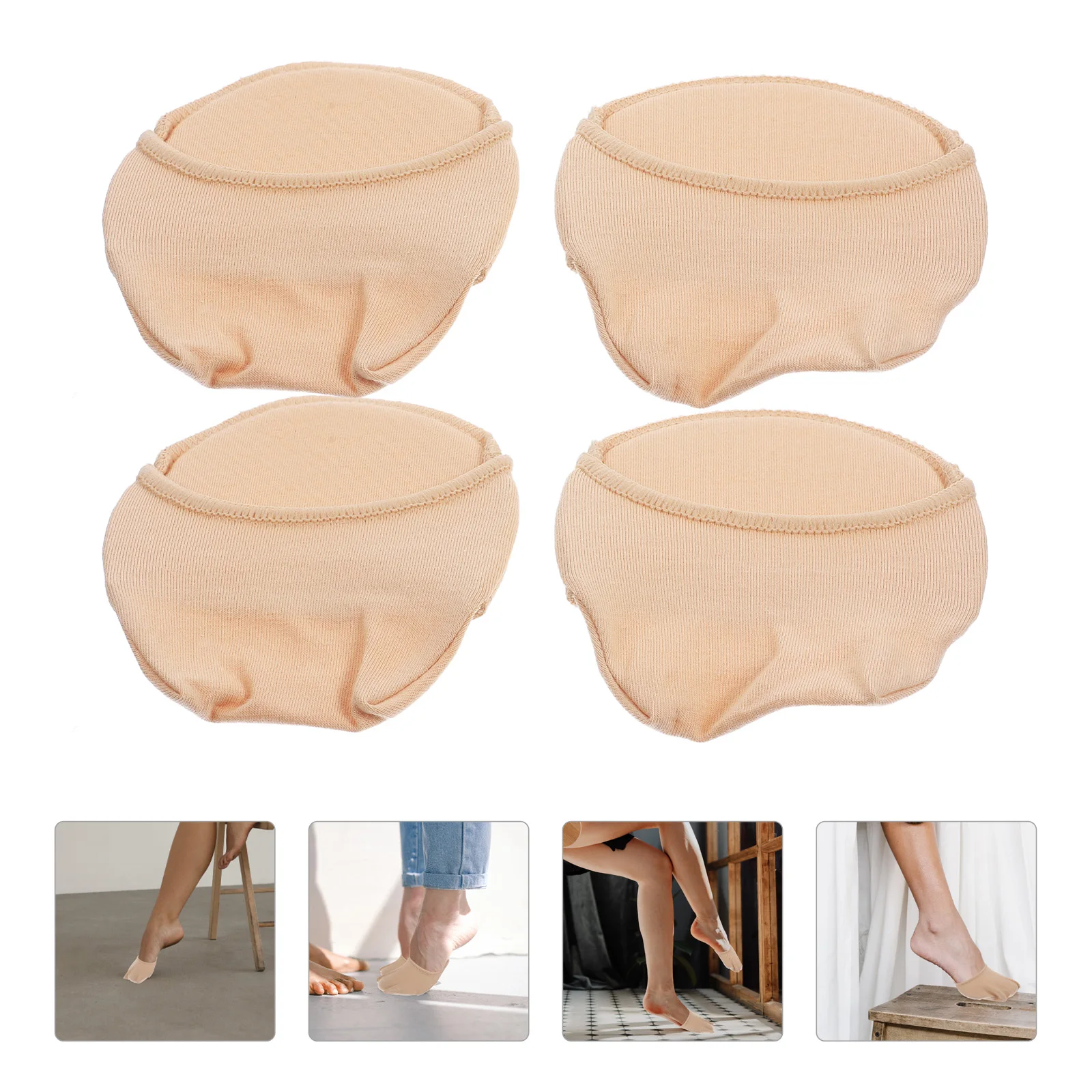 

2pcs Toe Topper Half Socks Seamless Invisible Socks Invisible Forefoot Cushion Skin Color Non Skid Silicone Bottom For Sports