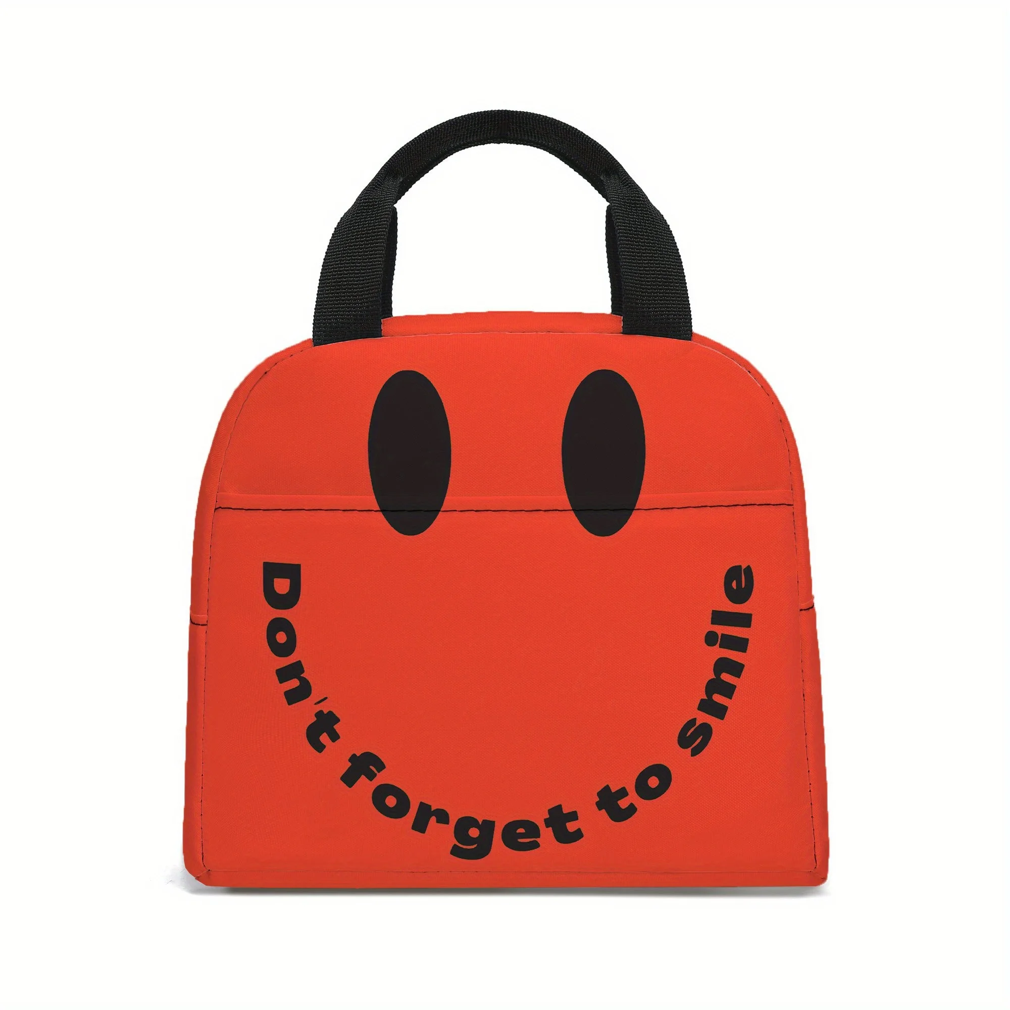 

Insulated Lunch Bag with Smileys - Bright Yellow & Black design, Non-Food Contact Tote, Portable Thermal Bag for Work, School