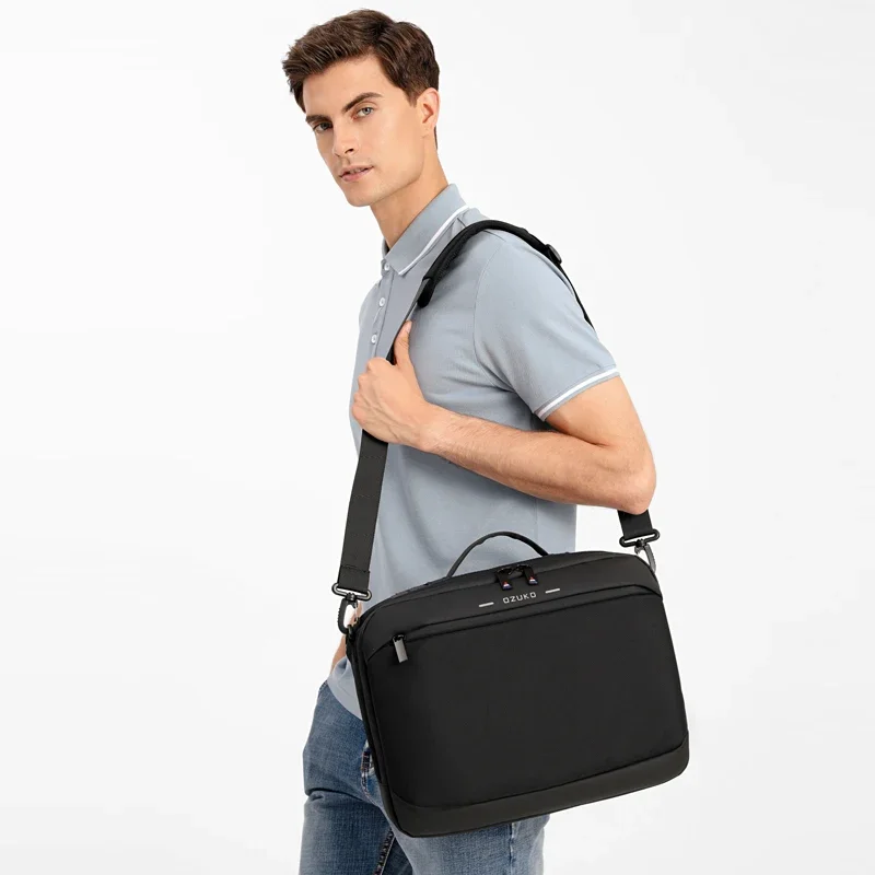 OZUKO Ipad bag  Men\'s Shoulder Bag Waterproof Oxford Male Travel Bags Casual 13 14 15.6 inch Notebook Laptop Bag Case Handbag