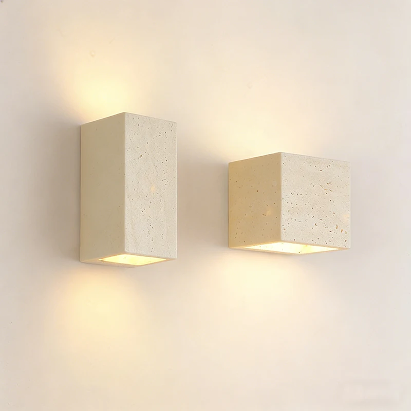 Modern Nordic Rectangle Wall Lamp Stone Material Square Home Decoration Indoor Lighting LED Hotel Corridor Up Down Lustre