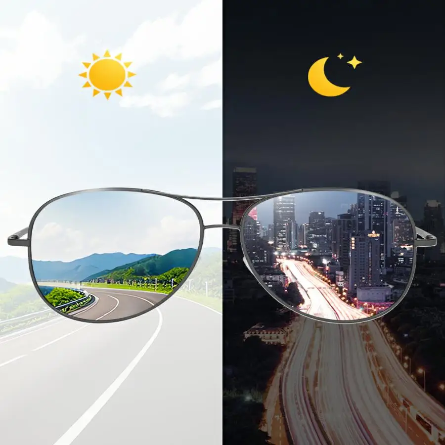 Vintage photochrome polarisierte Piloten-Sonnenbrille für Herren und Damen, modische Designer-Brille zum Fahren und Angeln – Detail 9