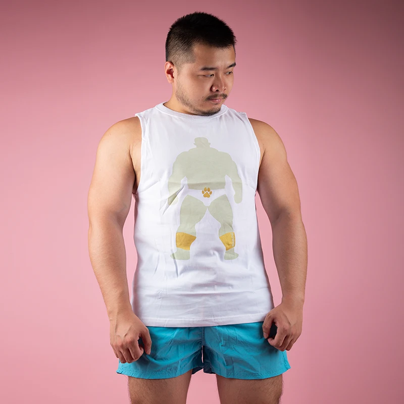 Bear\'s Paw Tank Tops Gym Sleeveless Singlet Men\'s Plus Size Cotton Undershirt Fitness Muscle Bear Vest Pink/White M L XL 2XL 3XL