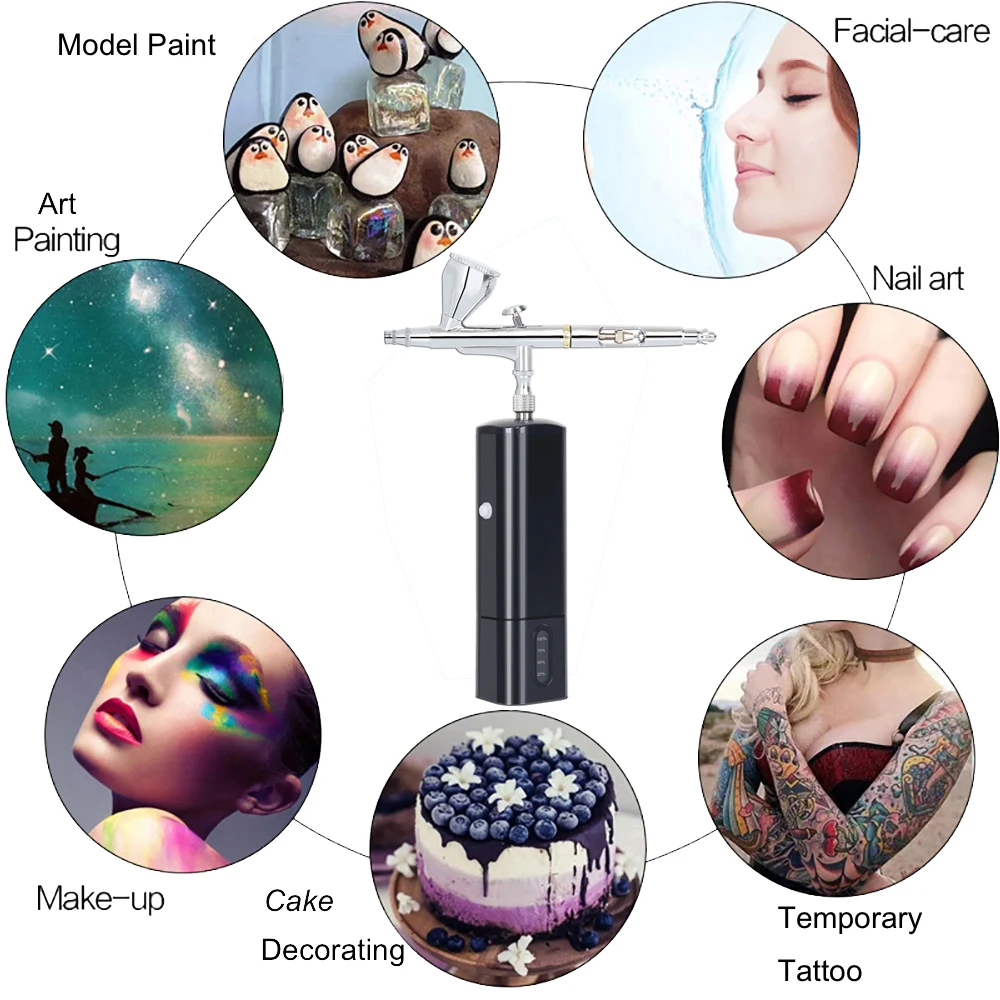 New Design Battery Replaceable Mini Airbrush With Compressor Kit 0.3MM Nozzle Personal High Pressure Noiseless