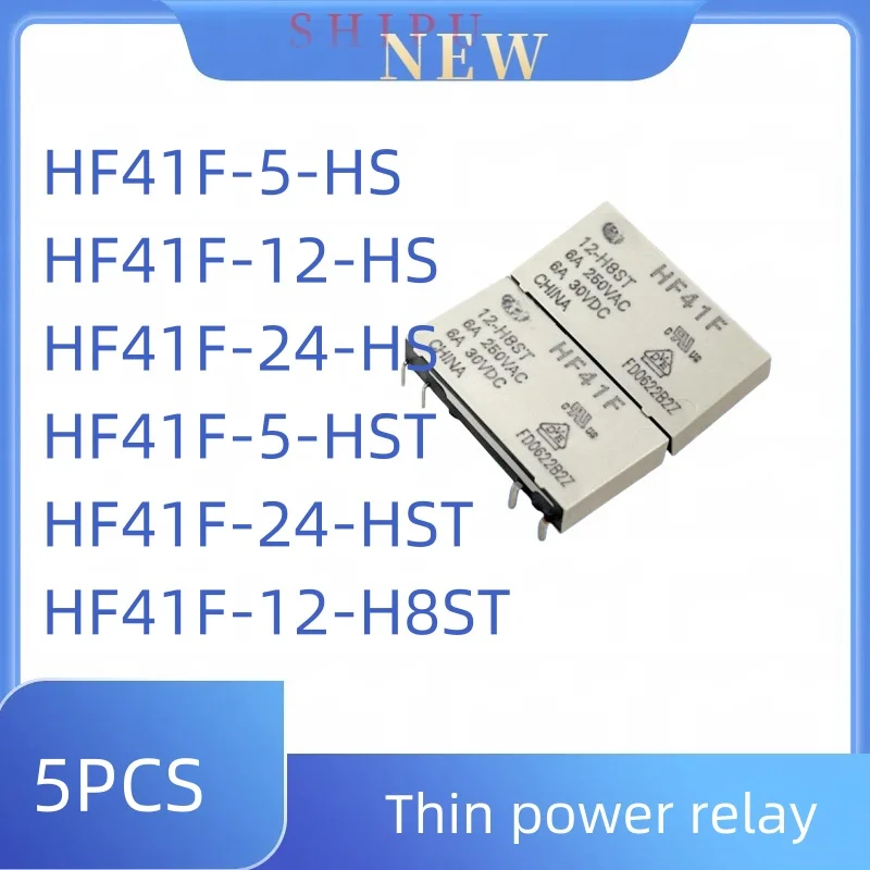 5PCS HF41F-5-HS 12-HS 24-HS 5-HST HF41F-24-HST HF41F-12-H8ST Thin power relay 12V 6A4 pin