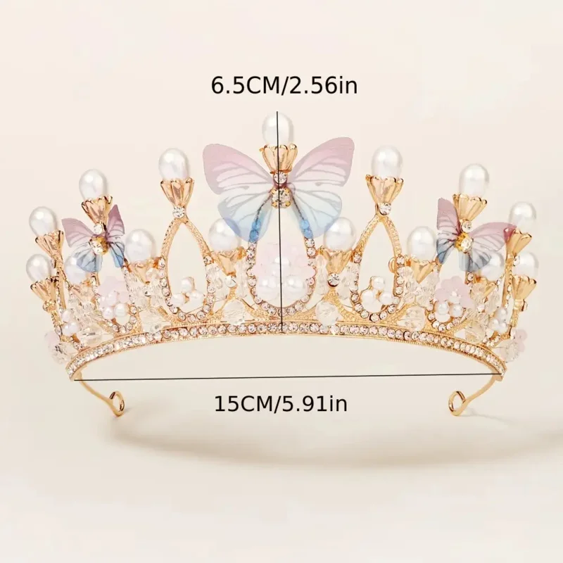 1 قطعة تاج نمط الجنية فراشة زخرفة حجر الراين تيارا الزفاف الزفاف حفلة موسيقية عيد ميلاد التيجان للاستخدام اليومي