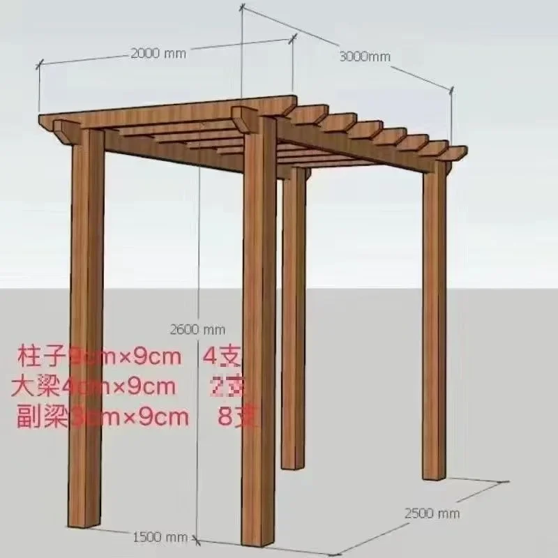 Outdoor grape trellis corridor pavilion solid wood preservative wood outdoor courtyard garden pergola simple carbonized flower