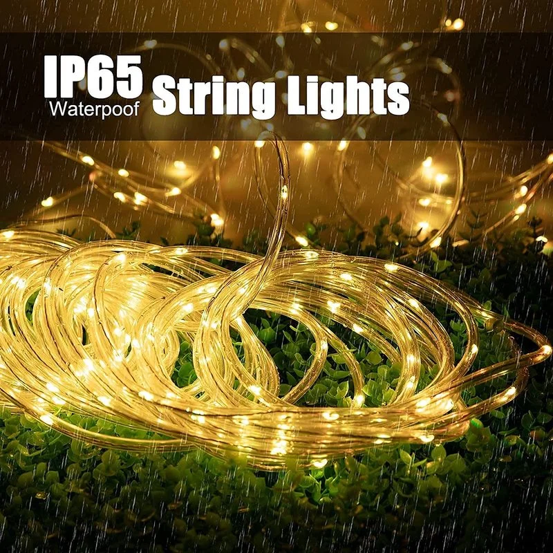 Imagem -02 - Solar Powered Rope Tube String Lights Waterproof Fairy Lights Garden Guirlanda Natal Yard Decoração ao ar Livre 50 Leds 100 Leds