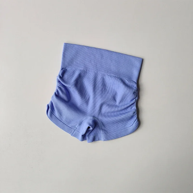 Sexy Plissierte Shorts mit Kordelzug für Damen, Enganliegende Hochgeschnittene Hüftformende Hosen, Atmungsaktive Yoga-Fitness-Dreiviertelhosen – Detail 9